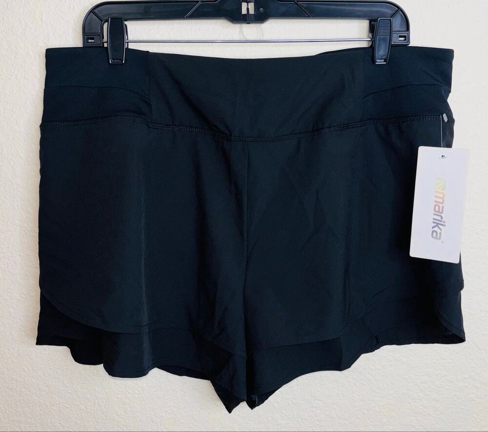 Marika Women's Malia Active Shorts, Black, Size XL, NWT